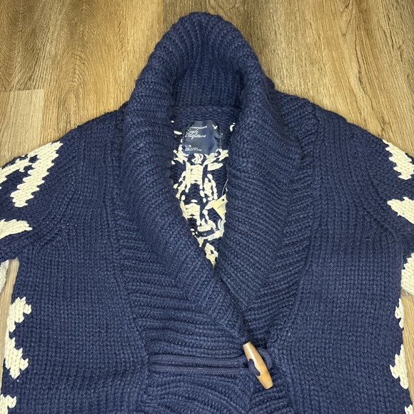 American Eagle Chunky Cardigan Women's Large Shawl Collar Snowflake Vintage Y2K - Picture 3 of 10
